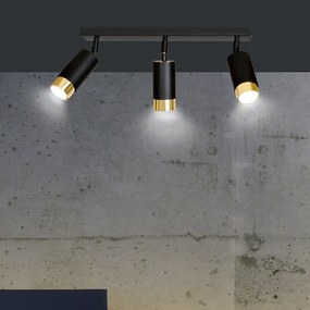 Lampadario da Soffitto in Acciaio HIRO 3 Nero Oro 3xGU10