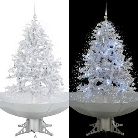 Albero Di Natale Con Neve E Base A Ombrellone Bianco 140 Cm /