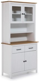 Vetrina bianca-naturale in legno di pino 90x180 cm Miranda - Marckeric