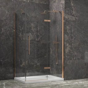 Kamalu - Box doccia 70x120 telaio colore rame porta battente laterale fisso 70cm | KT5000RG