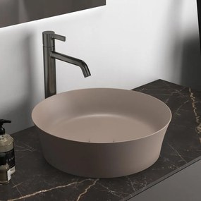 Lavabo da appoggio tondo in ceramica caffè