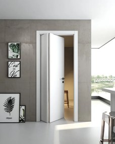 Porta interna pieghevole a libro asimmetrica Pisa in legno di abete laccato colore bianco, L 60 x H 210 cm, apertura a sinistra