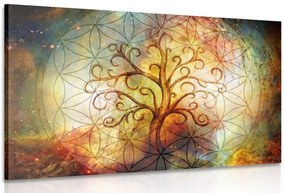 Stampa su tela – Albero con fiore della vita