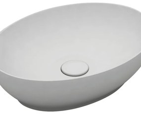 Lavabo da appoggio ovale in ceramica L 50 x H 14 x P 38 cm bianco lucido