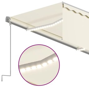 Tenda Sole Retrattile Manuale Parasole LED 5x3 m Crema