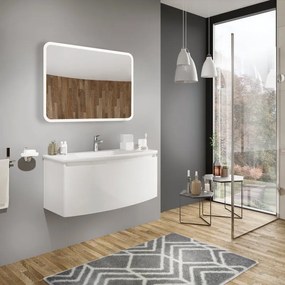 Mobile da bagno sotto lavabo Sole bianco L 100 cm 1 cassetto, lavabo non incluso