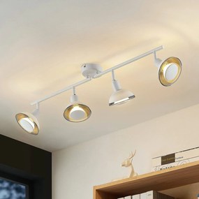 Lindby, faretto da soffitto Erin, bianco, a 4 luci, 79,5 cm, vetro