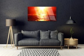 Quadro acrilico Onda del mare al tramonto 100x50 cm