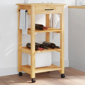 Carrello Da Cucina Monza 48x40x90 Cm İn Legno Massello Di Pino /
