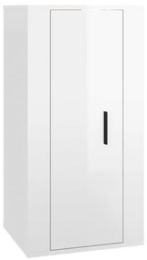 Set mobili porta tv 3 pz bianco lucido in legno multistrato