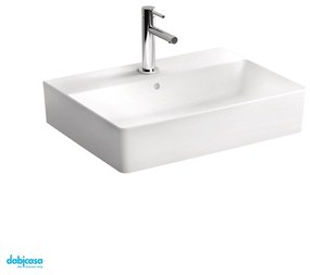 Vitra "Nuo" Lavabo D'appoggio Rettangolare 60x44 Con Foro Rubinetteria Bianco Lucido