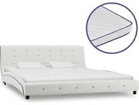 Letto con Materasso Memory Foam Bianco in Similpelle 160x200 cm 277557