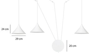 Sospensione Minimal 3 Luci Fujin In Acciao Bianco E Paralume A Cono