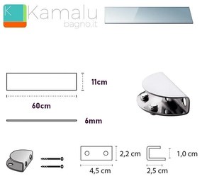 Kamalu - mensolina in vetro 60cm vitro-200