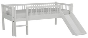 Letto da bambini rialzato bianco in rovere massiccio con scivolo con rete inclusa 90x200 cm Forrest – Vipack