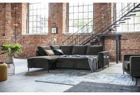 Divano letto angolare in velluto grigio scuro (angolo sinistro) Lofty Lilly - Miuform