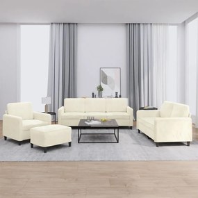 Set Di Divani 4 Pz Crema İn Velluto /