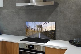 Pannello paraschizzi cucina Tramonto dei grattacieli del ponte 100x50 cm