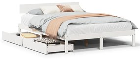 Letto senza materasso bianco 150x200 cm legno massello di pino