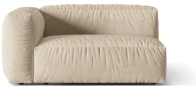 Parte divano componibile beige (con penisola a sinistra) con rivestimento in velluto Martina – Micadoni