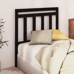 Testiera Per Letto Nera 106x4x100 Cm İn Legno Massello Di Pino /
