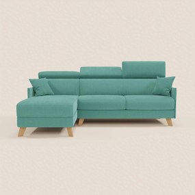 Sole Divano letto matrimoniale angolare con penisola contenitore e poggiatesta reclinabili - tessuto smacchiabile T23