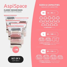 Sacchetti per il vuoto in set da 5 pezzi Premium Valve M - Compactor