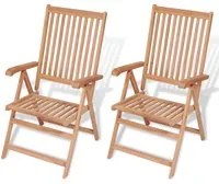 Sedie Reclinabili da Giardino 2 pz in Legno Massello di Teak 43029