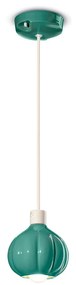 Lampadario Vintage Decò Afoxe' Alluminio Ceramica Turchese 1 Luce E14