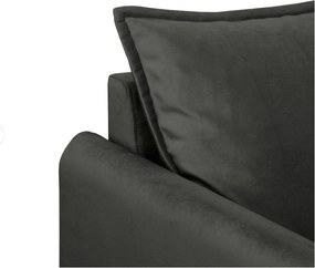 Poltrona grigio scuro con rivestimento in velluto Juli – Ropez