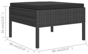 Set Divani da Giardino 11 pz con Cuscini in Polyrattan Nero