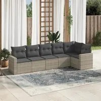 Set Divano da Giardino 6pz con Cuscini Grigio Chiaro Polyrattan 3218982