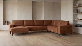 Divano angolare in similpelle marrone cognac (angolo sinistro/"U") Copenhagen - Scandic