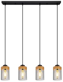 Globo 15557-4H - Lampadario a sospensione con filo FINCA 4xE27/40W/230V metallo/legno