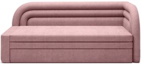 Divano rosa allungabile/con contenitore con penisola a destra e rivestimento in ciniglia 223 cm Fabillo – ELTAP