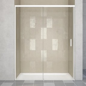 Porta doccia scorrevole L 138-139.5 cm x H 200 cm per nicchia in vetro trasparente SP. 6 mm, profilo opaco bianco, serie Jazz