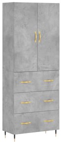 Credenza Grigio Cemento 69,5x34x180 cm in Legno Multistrato