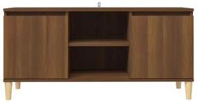 Mobile tv gambe in legno marrone rovere 103,5x35x50 cm