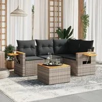 Set Divano da Giardino 5 pz con Cuscini Grigio in Polyrattan 3226781