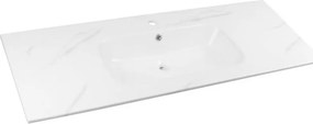 Lavabo a incasso rettangolare vasca centrale L 121 x H 15.5 x P 46 cm in ceramica bianco lucido