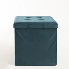 Pouf contenitore Button 38 cm Velluto - Verde