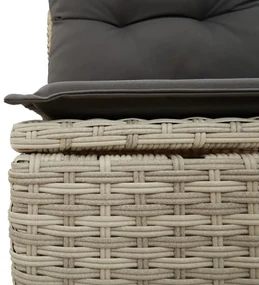 Set divano da giardino 6pz con cuscini grigio chiaro polyrattan