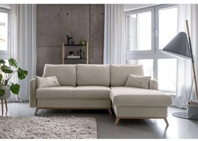 Divano letto angolare beige, angolo destro Scandic Lagom - Miuform