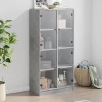 Credenza con Ante Grigio Cemento 68x37x142 cm Legno Multistrato 3295860