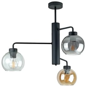 Lampadario a sospensione con supporto rigido FLEX 3xE27/60W/230V nero/fumé nero/fumé beige/limpido