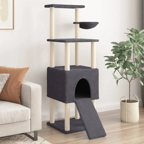 Albero per gatti con tiragraffi in sisal grigio scuro 153 cm
