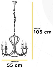 ONLI - Lampadario a sospensione con catena CANDELA 5xE14/6W/230V bronzo