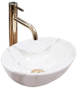 REA-U8014 - Lavabo da appoggio SOFIA MINI 27x34 cm in ceramica/decoro effetto marmo