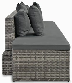 Set divani da giardino 4 pz con cuscini in polyrattan grigio