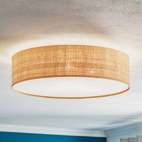 Eko-Light Plafoniera Leano beige rotonda in rattan